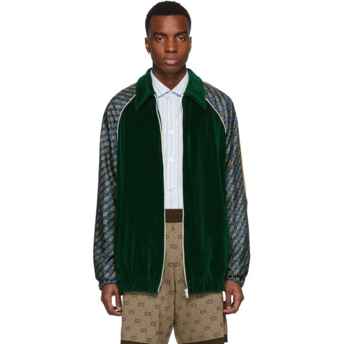 Photo: Gucci Green Chenille Zip-Up Sweater