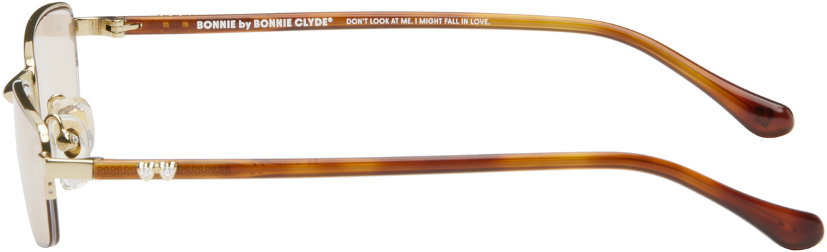 BONNIE CLYDE Gold & Brown Lucky Star Sunglasses