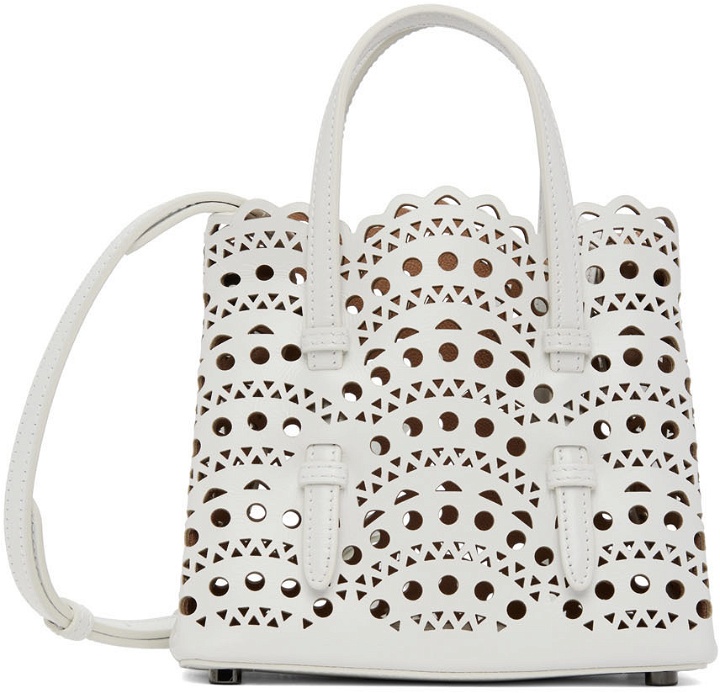 Photo: ALAÏA White Micro Mina 16 Top Handle Bag