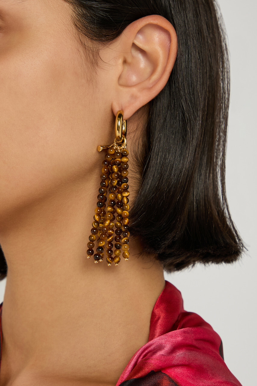 Timeless Pearly Mismatched 24kt Gold-plated Hoop Earrings - Brown - One Size