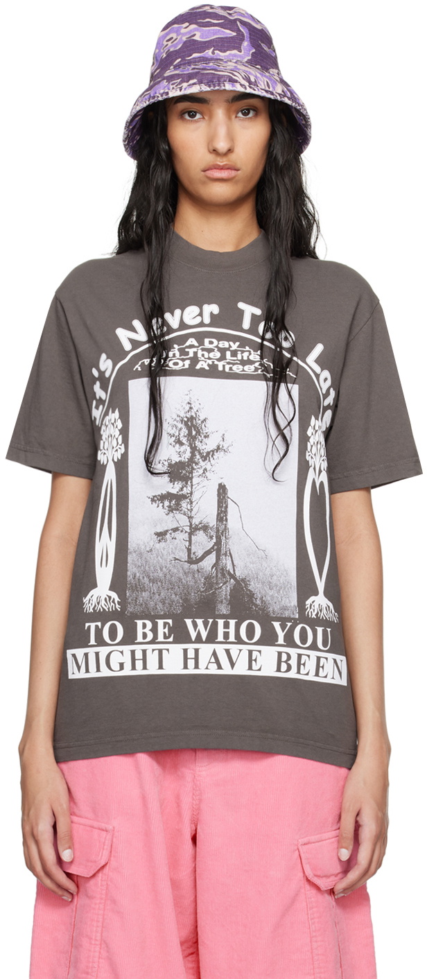 Online Ceramics Brown 'It's Never Too Late' T-Shirt