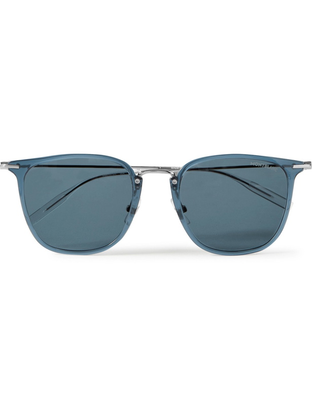 Photo: MONTBLANC - Square-Frame Acetate and Silver-Tone Sunglasses - Blue