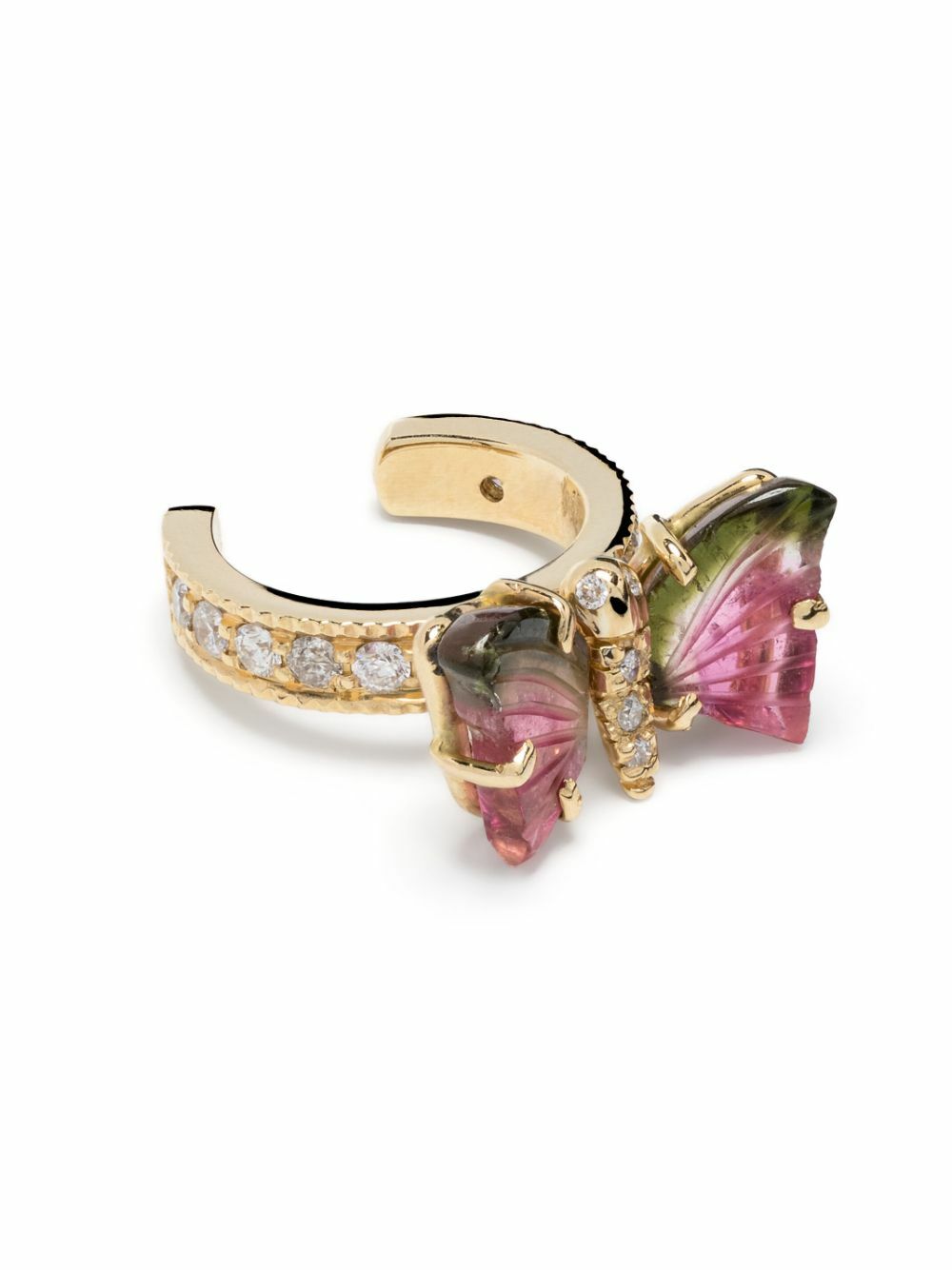 Jacquie Aiche 14K Yellow Gold Watermelon Tourmaline Butterfly Ear Cuff