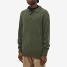 Beams Plus Men's Knit Polo Shirt in Green