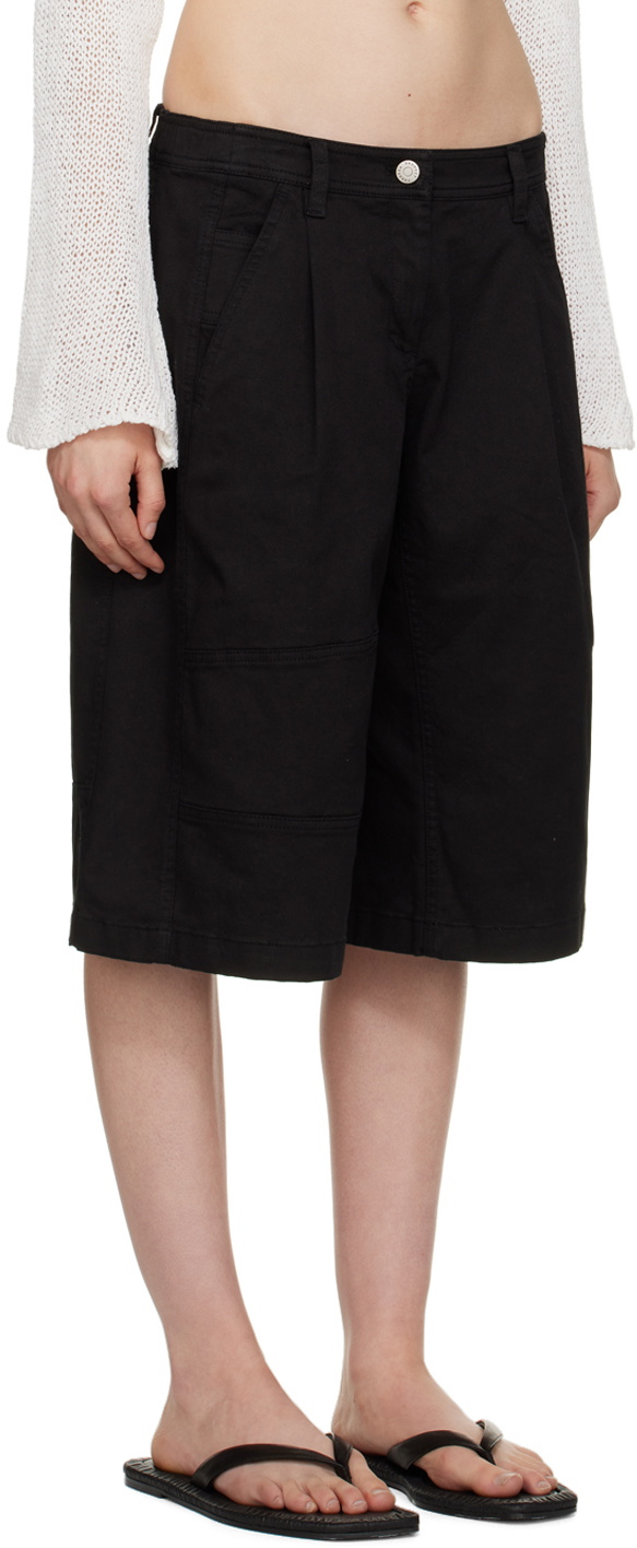 TheOpen Product Black Pleated Denim Shorts