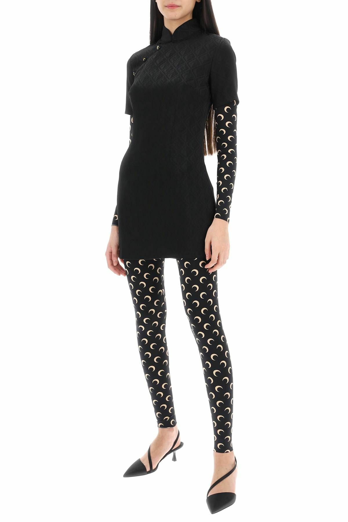 MARINE SERRE moon diamant jacquard mini dress Black
