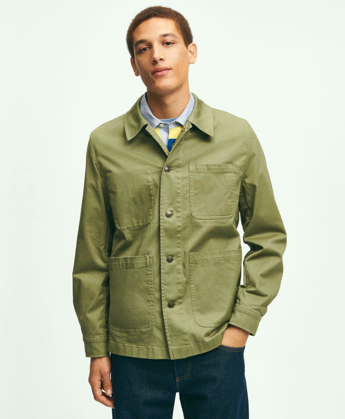 Brooks Brothers Men's Stretch Cotton Twill Chore Jacket | Olive