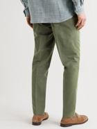 UMIT BENAN B - Tapered Pleated Cotton and Silk-Blend Trousers - Green
