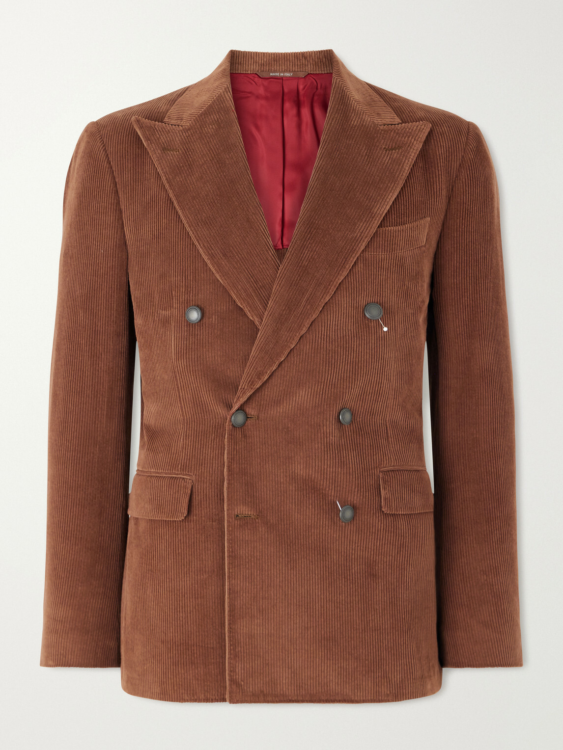 Canali - Capri Double-Breasted Cotton-Corduroy Blazer - Brown