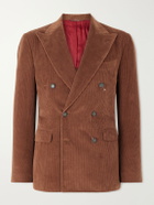 Canali - Capri Double-Breasted Cotton-Corduroy Blazer - Brown