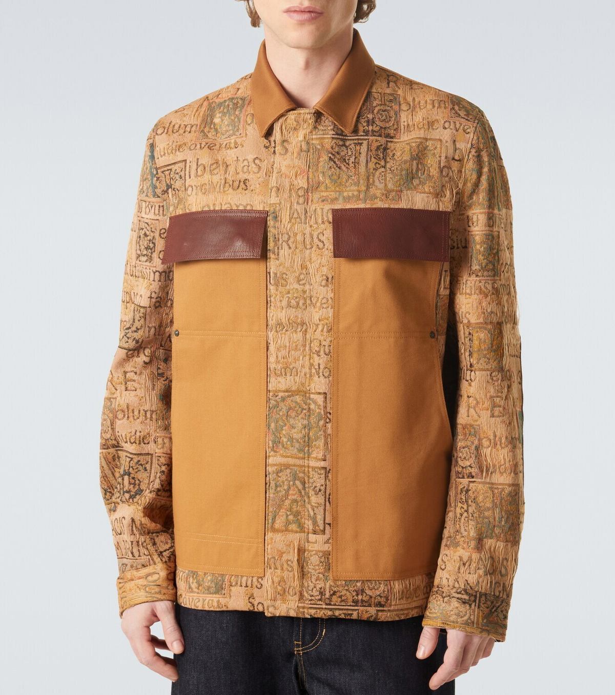 Junya Watanabe Leather-trimmed jacquard jacket