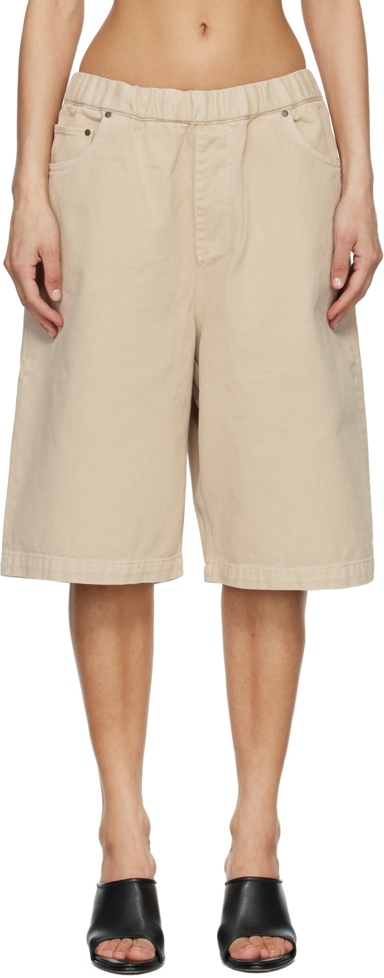 Entire Studios Beige Spar Denim Shorts