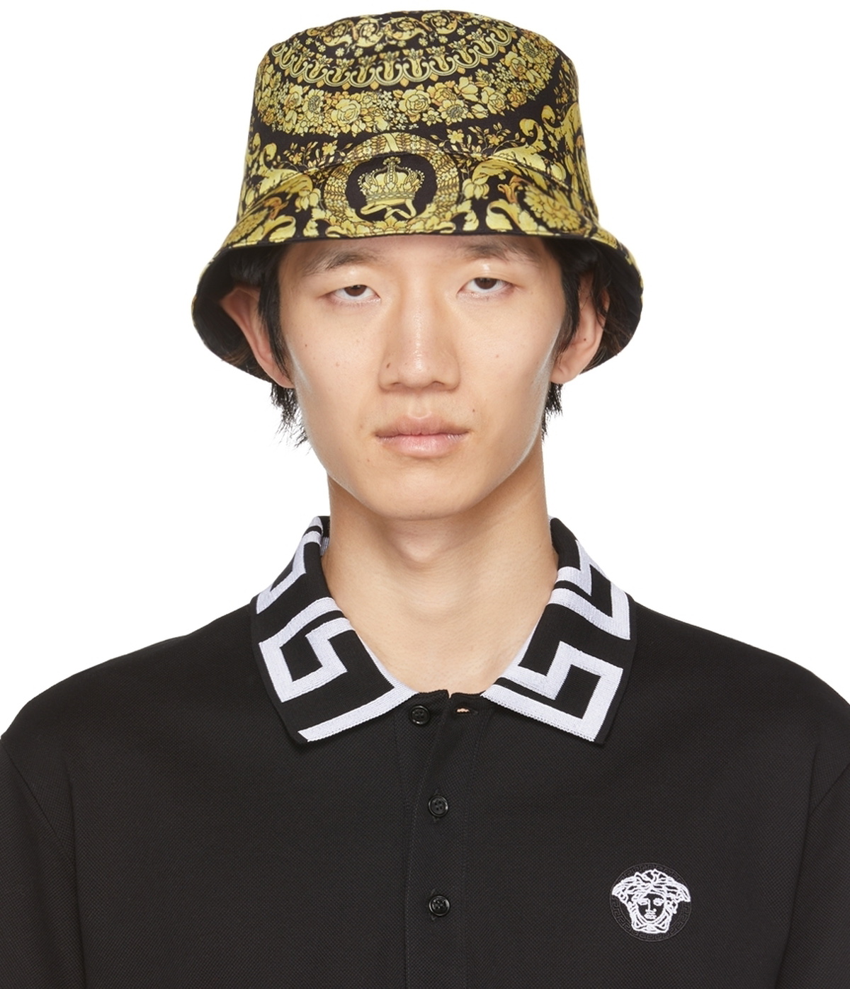 Versace Black & Gold Barocco Bucket Hat Versace
