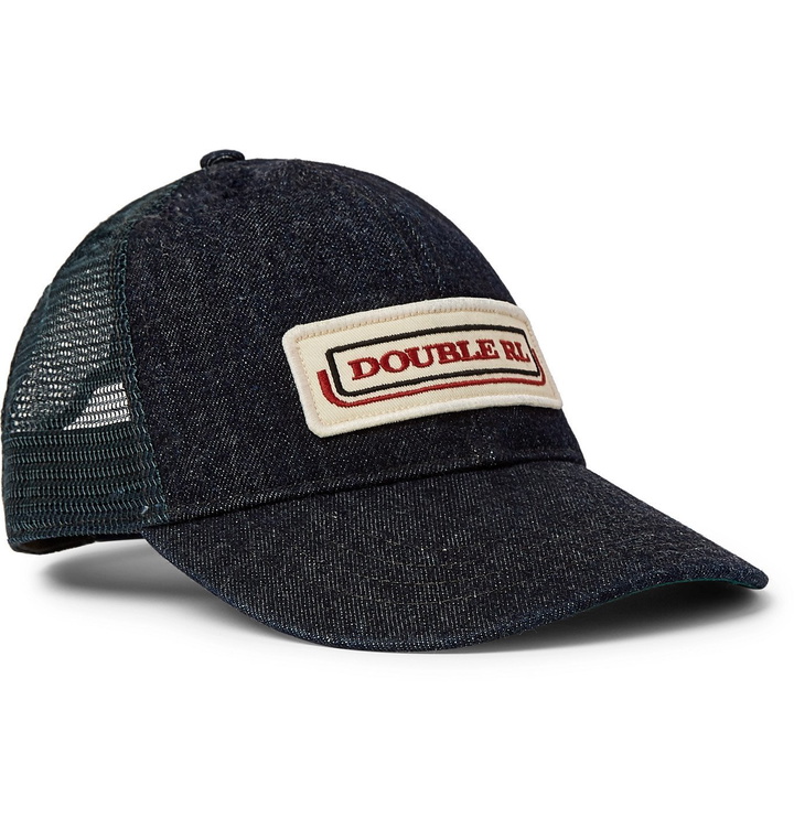 Photo: RRL - Appliquéd Denim and Mesh Trucker Hat - Blue