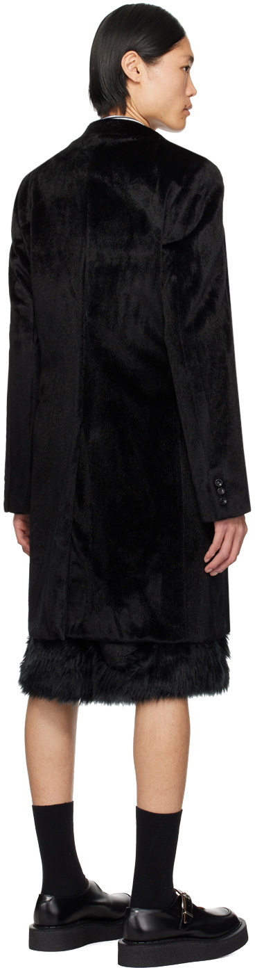 Comme des Garçons Homme Plus Black Paneled Faux-Fur Coat