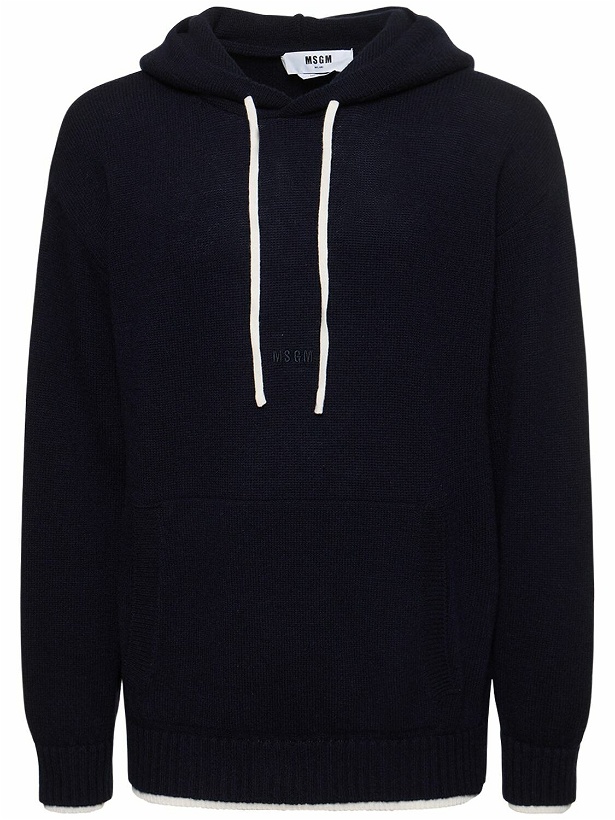 Photo: MSGM - Logo Embroidery Wool Knit Hoodie