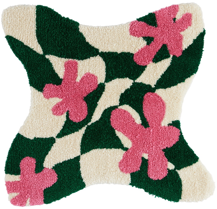 Photo: Rashelle Campbell SSENSE Exclusive Green & Pink Checkered Flub Rug