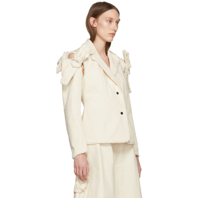 Roberts | Wood Off-White Twill Removable Sleeves Blazer