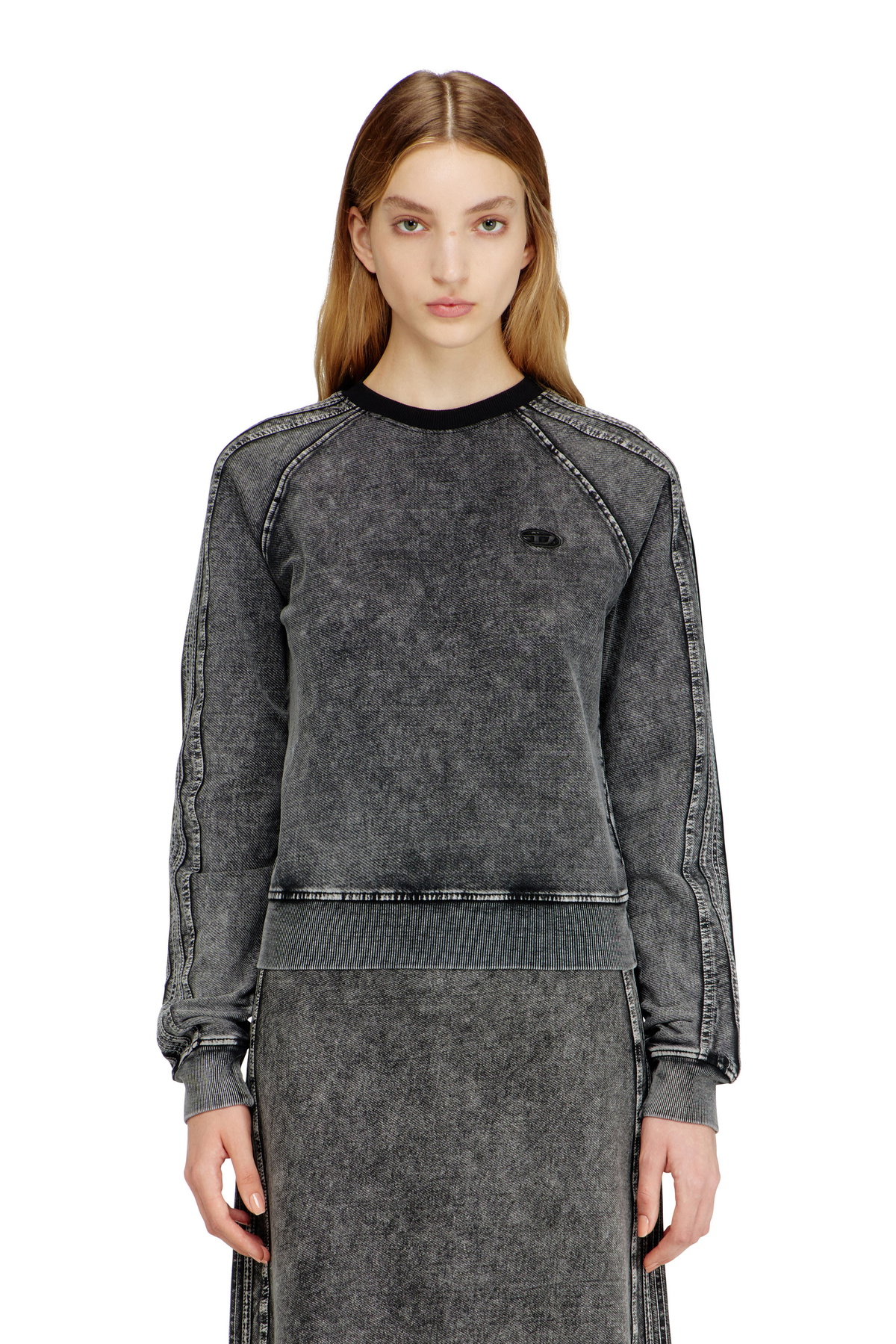 Diesel Sweatshirt with bands and Oval D embroidery - Sweaters - Woman -