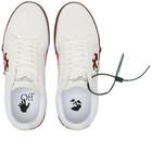 Off-White Men's Low Vulcanised Suede Canvas Sneakers in White/Red