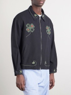 BODE - Lucky Draw Embroidered Cotton-Twill Blouson Jacket - Black