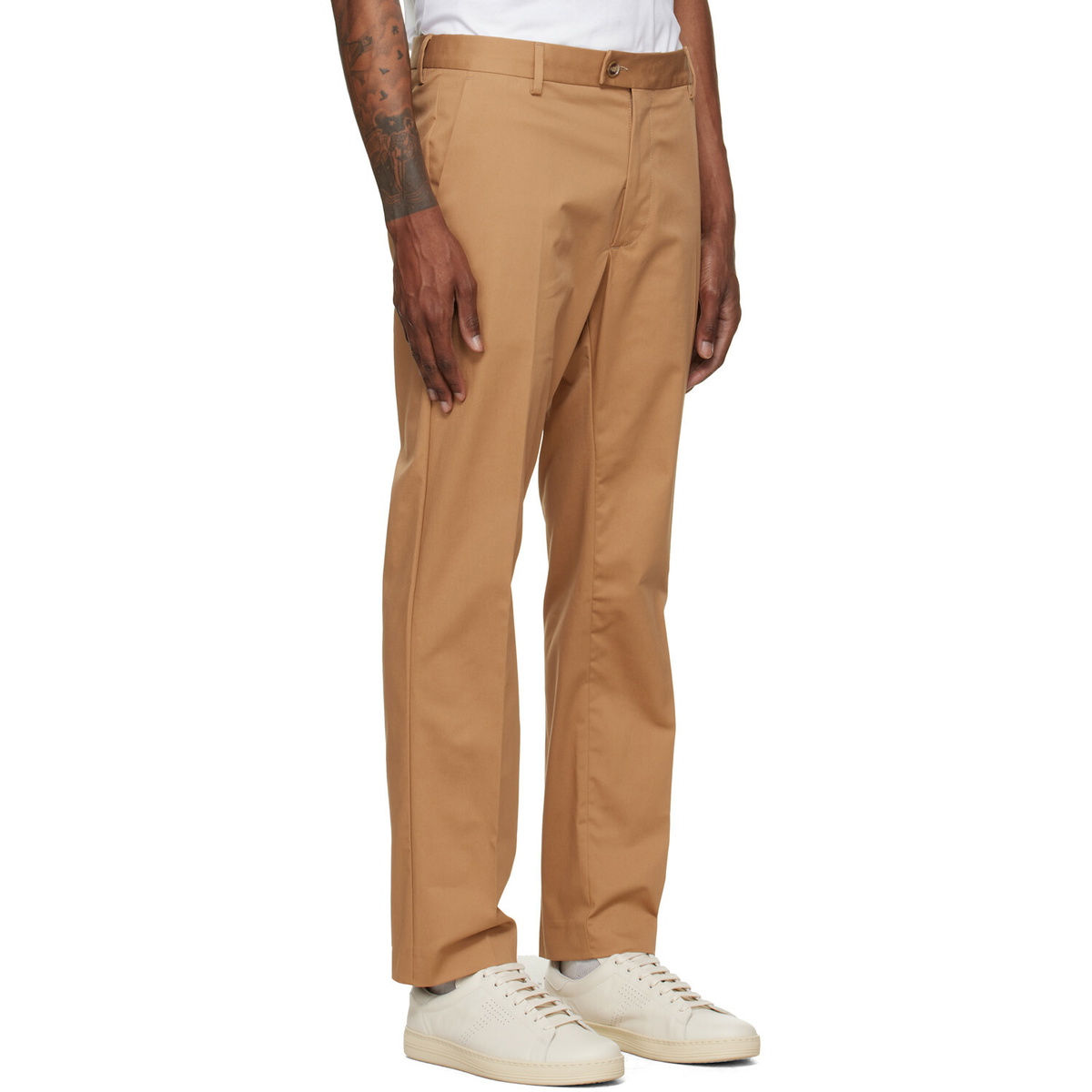 BOSS Tan Creased Trousers