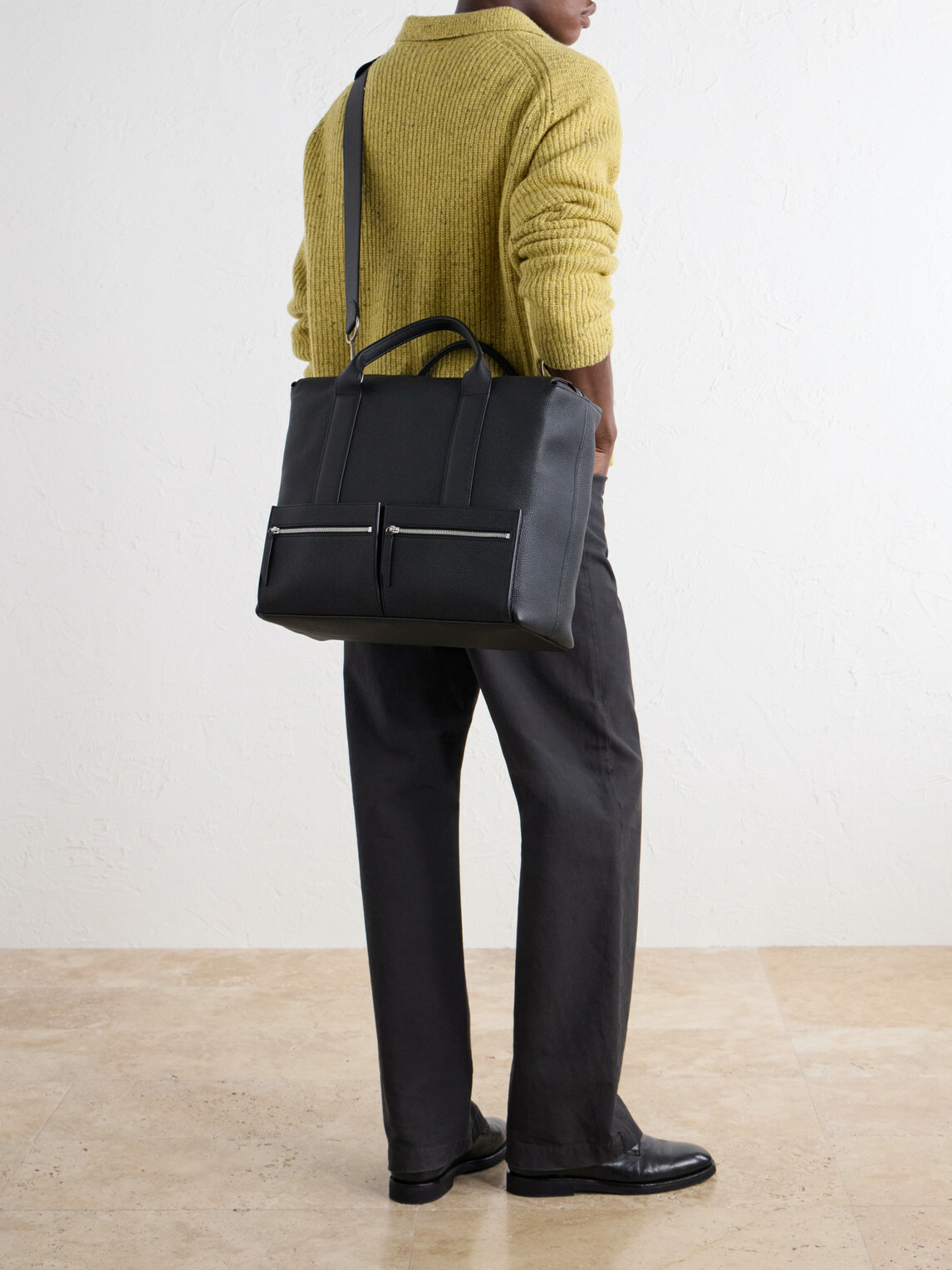 Métier - Racer 40 Pebble-Grain Leather Tote Bag - Black