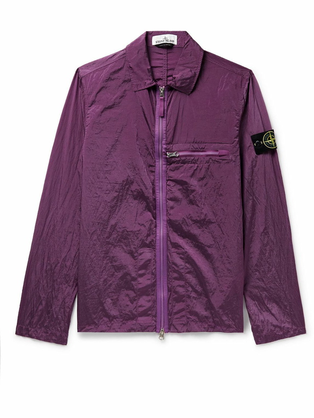 Photo: Stone Island - Logo-Appliquéd Crinkled-Shell Jacket - Purple