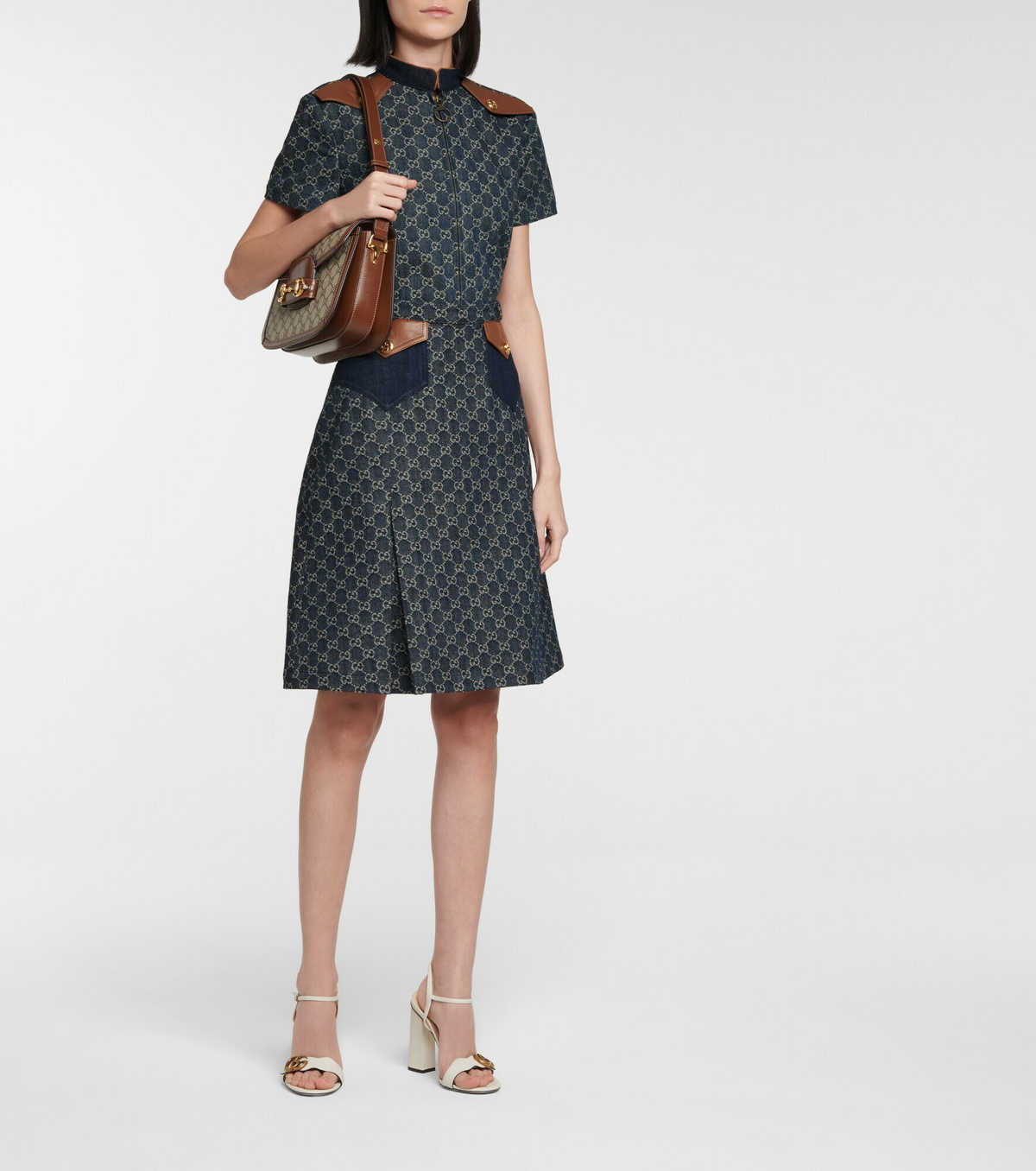 Gucci - GG jacquard denim midi skirt Gucci