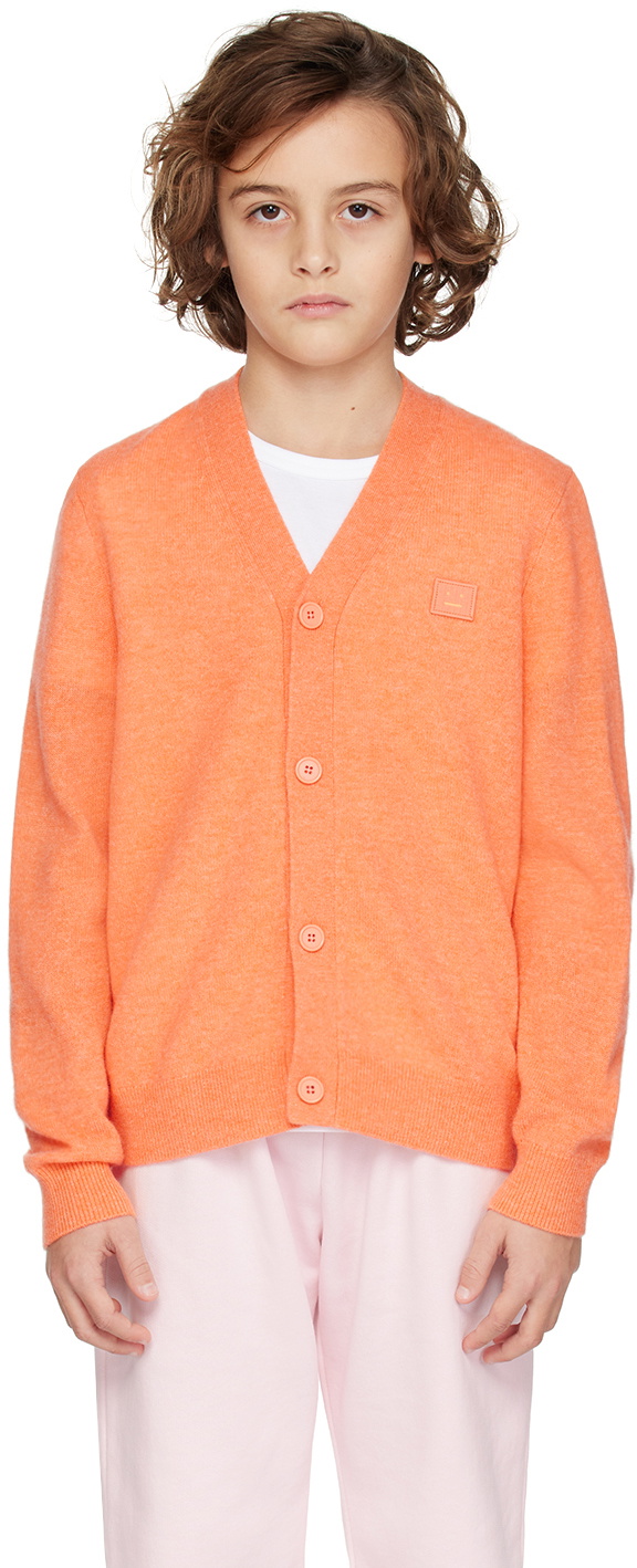 Kids Orange Button Up Cardigan by Acne Studios SSENSE