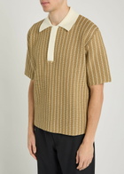 Jil Sander Striped Cotton-knit Polo Shirt Dark Brown
