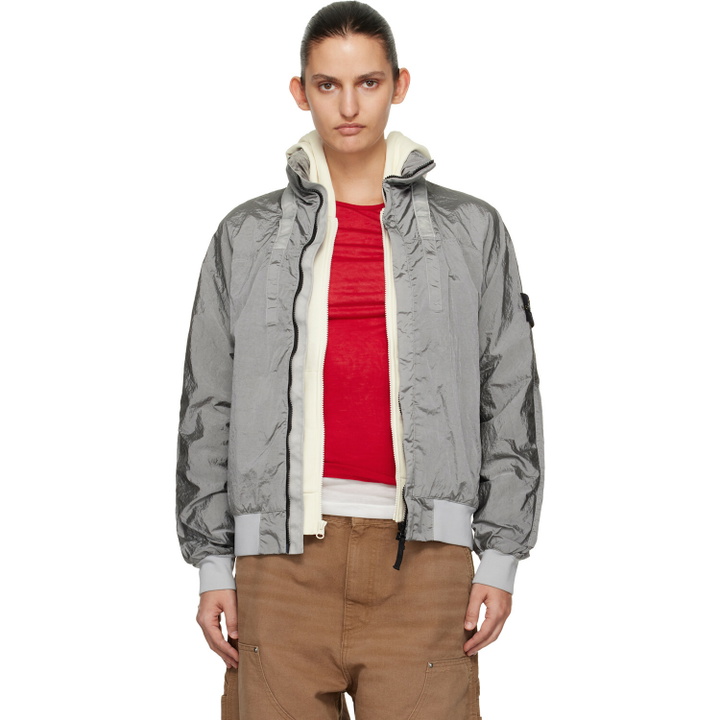 Photo: Stone Island Gray 4100064 Nylon Metal ECONYL Watro-TC Bomber Jacket