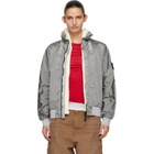 Stone Island Gray 4100064 Nylon Metal ECONYL Watro-TC Bomber Jacket