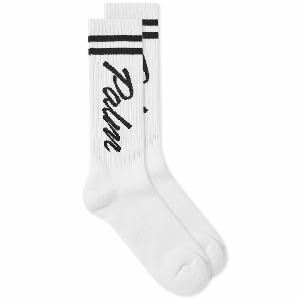 Photo: Palm Angels Men's PA Sports Sock in White/Black