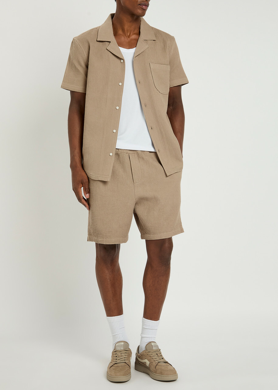 Paige Chalmers Waffle Cotton Shorts Light Brown