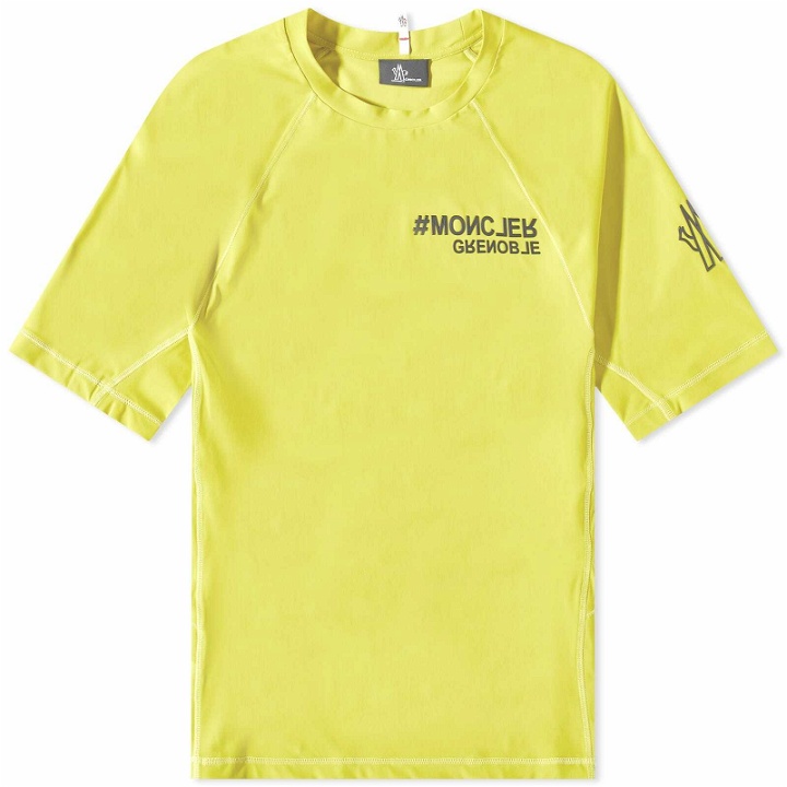 Photo: Moncler Grenoble Men's Technical Embossed Logo T-Shirt in Yellow