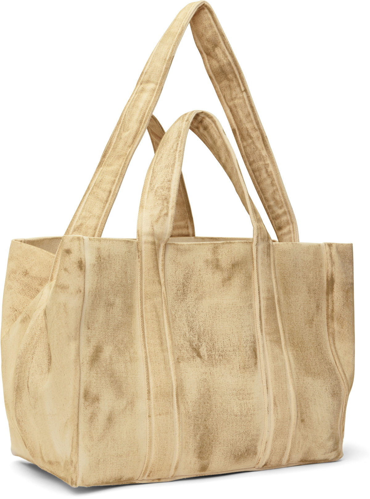 Serapis Beige Tar-Painted Canvas Tote