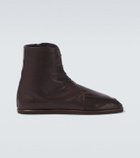 Auralee Leather lace-up boots