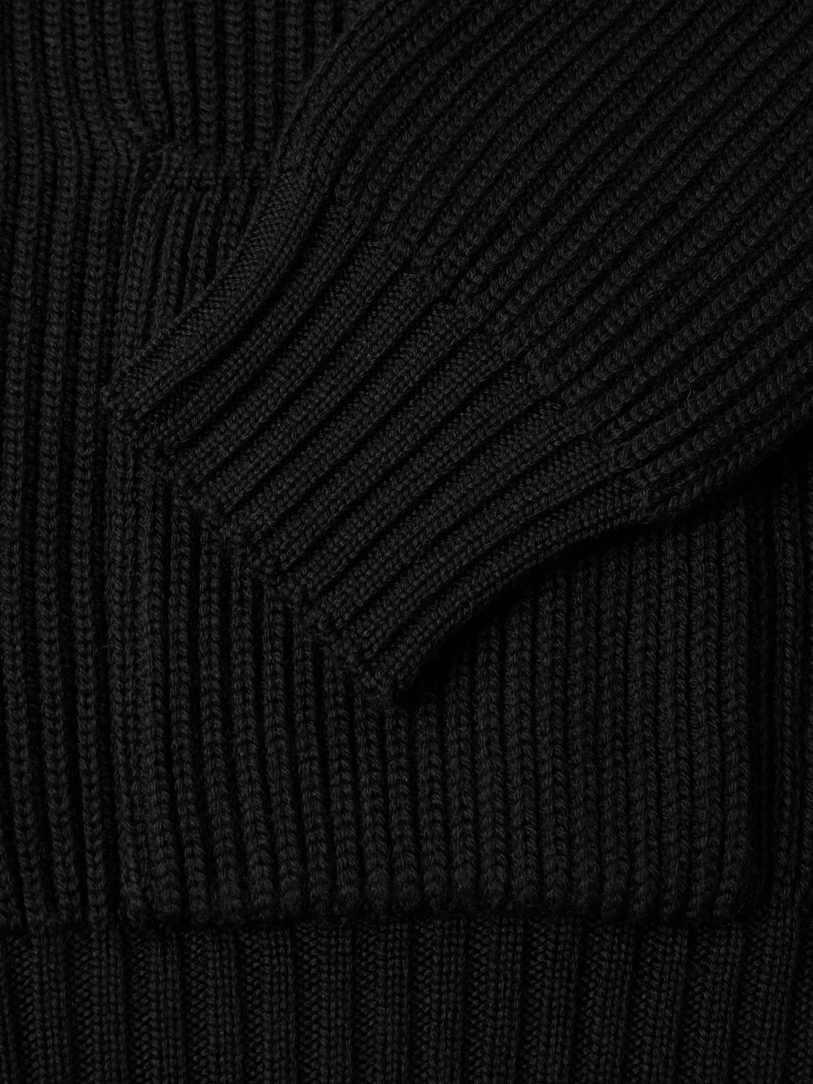 Thom Sweeney - Shawl-Collar Ribbed Merino Wool Cardigan - Black