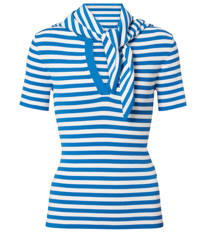Photo: Max Mara Striped scarf-detail knitted top