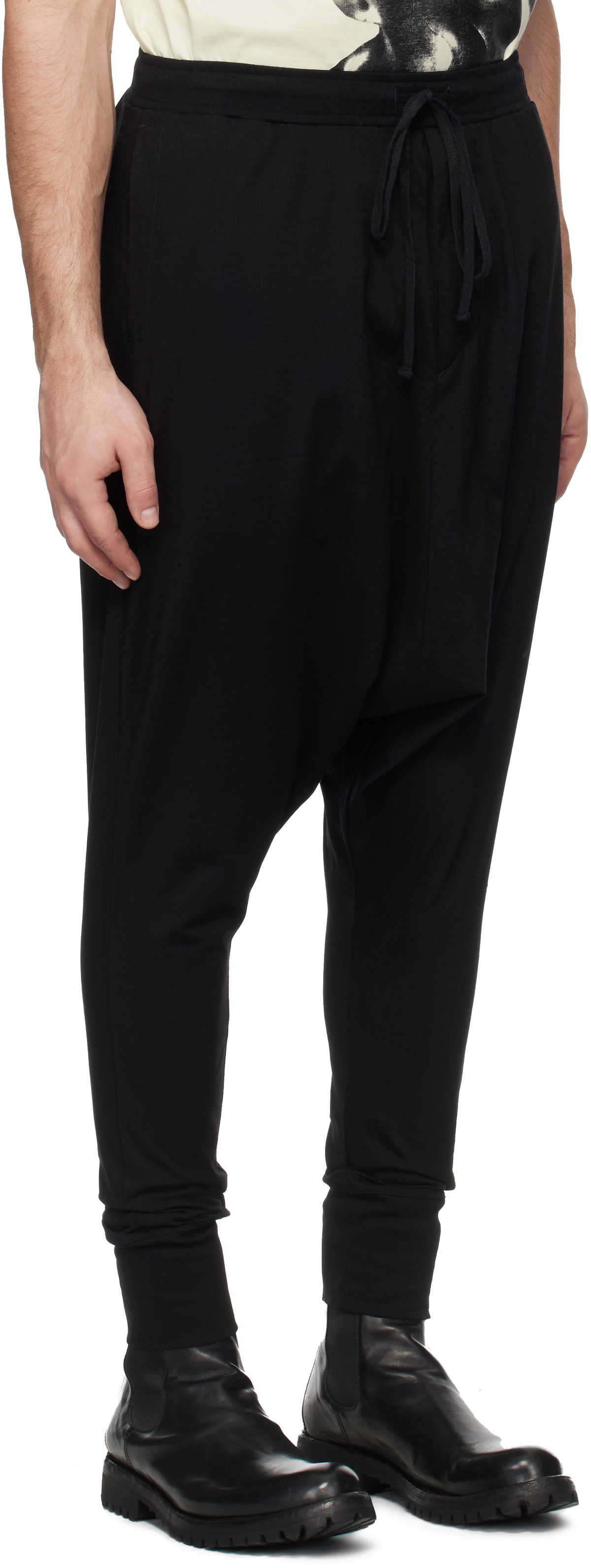Julius Black Drop-Crotch Runner Sweatpants Julius