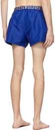 Versace Underwear Blue Greca Border Swim Shorts