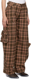Collina Strada Brown & Pink Plaid Lawn Cargo Pants