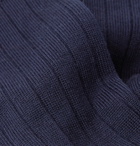 John Smedley - Delta Ribbed Sea Island Cotton-Blend Socks - Blue