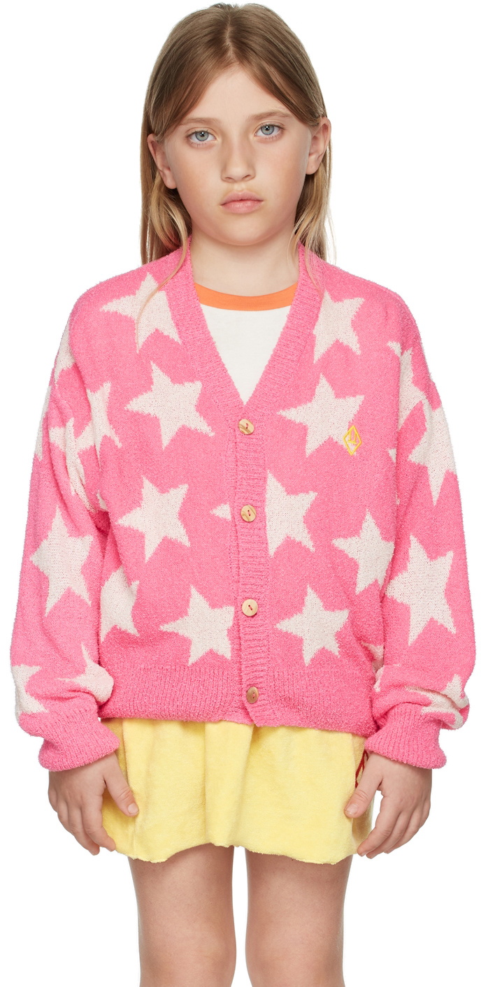 The Animals Observatory Kids Pink Logo Stars Racoon Cardigan The 