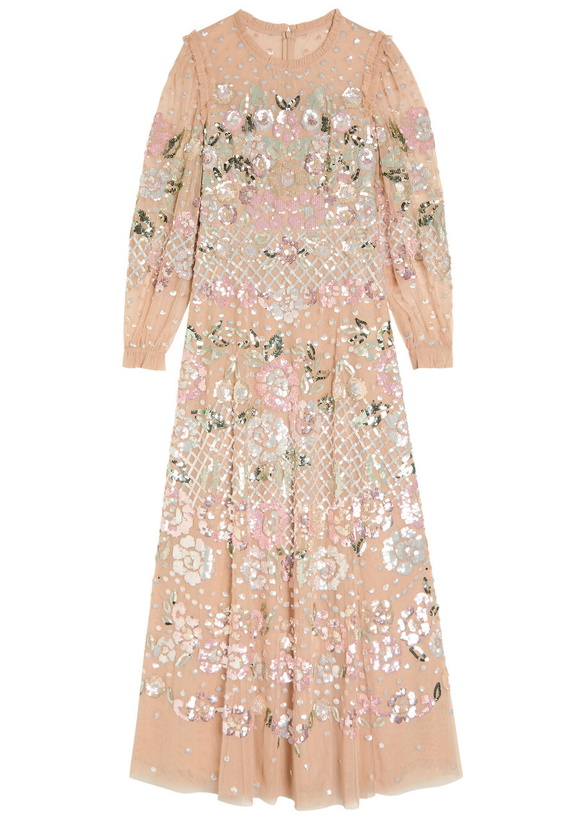 Photo: Needle & Thread Rosalie Sequin-embellished Tulle Gown Beige