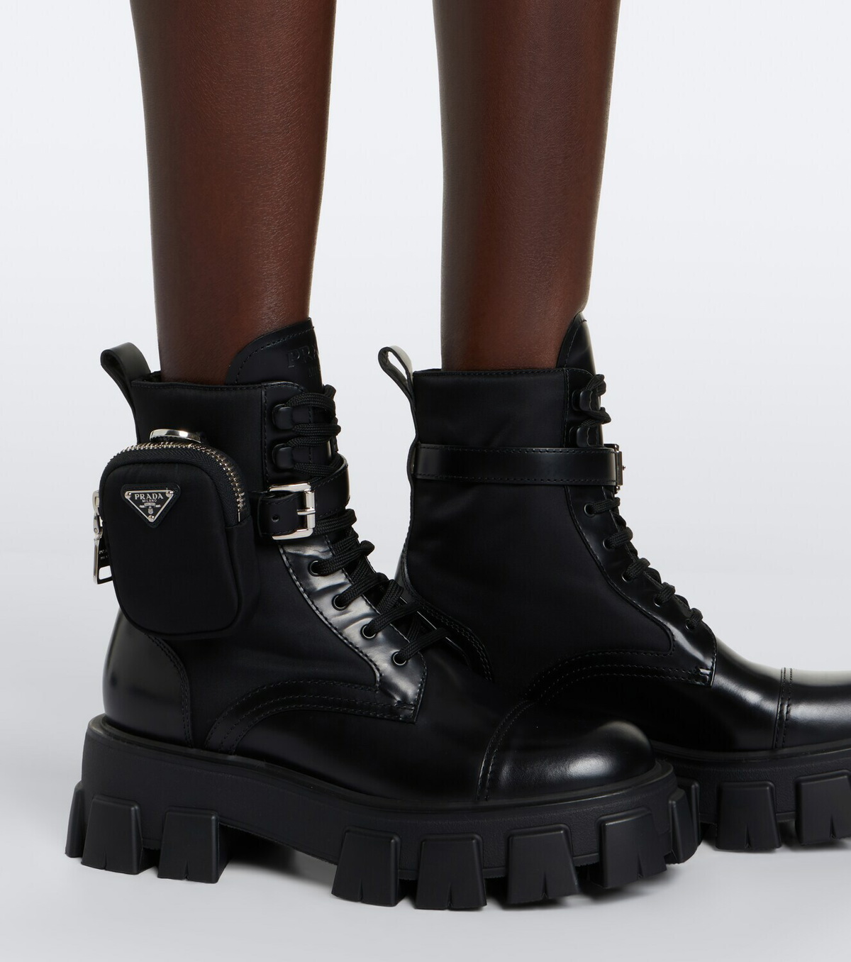 Prada Monolith leather ankle boots