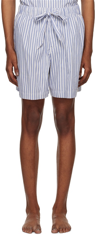 Photo: Tekla Off-White & Blue Striped Pyjama Shorts