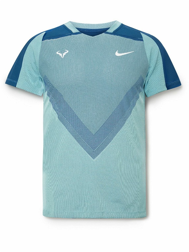 Photo: Nike Tennis - NikeCourt Rafa Colour-Block Recycled Dri-FIT ADV Tennis T-Shirt - Blue