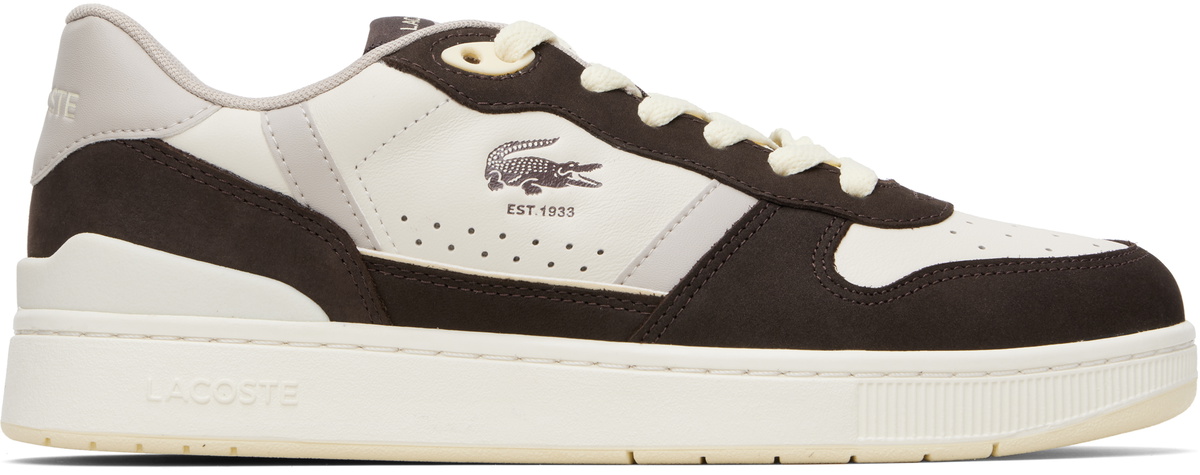Lacoste Brown & Gray T-Clip Set Leather Sneakers
